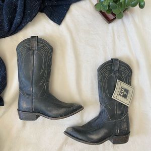 Frye Billy Pull On Black Distressed Boots